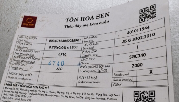 Thép tấm mạ kẽm Hoa Sen đáp ứng các tiêu chuẩn chất lượng quốc tế