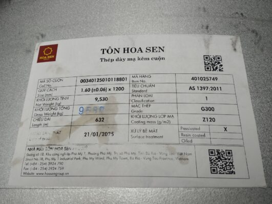 Các loại tôn phổ biến, tính theo đơn vị VNĐ/mét dài, áp dụng cho các độ dày thông dụng